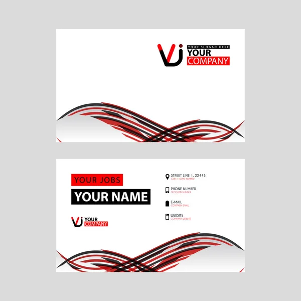 Horizontal Name Card Logo Letter Simple Red Black Triangular Decoration — Stock Vector
