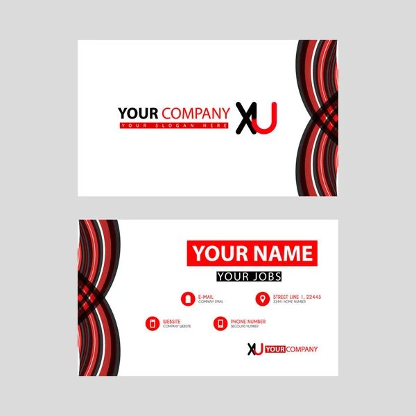 Business Card Template Black Red Flat Horizontal Design Logo Letter — Stock Vector