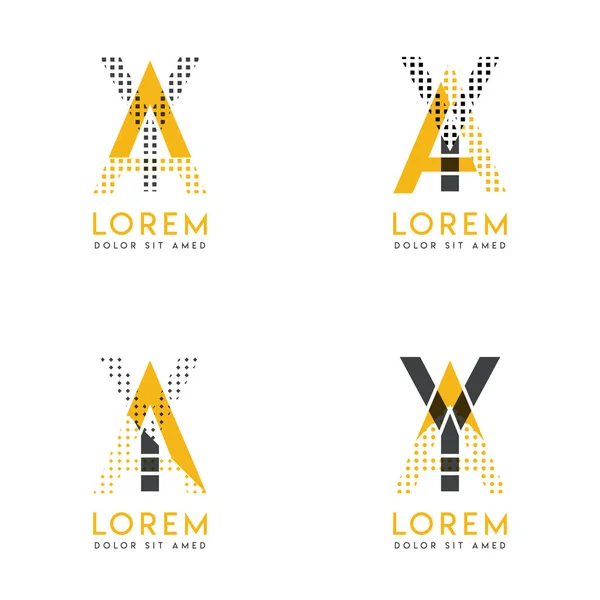 a set with four abstract AY logo. Suitable for websites and corporate identity, and can be used for banner, card and business. this logo is yellow and gray
