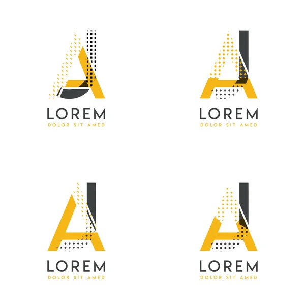 Conjunto Con Cuatro Logotipo Abstracto Adecuado Para Sitios Web Identidad — Vector de stock