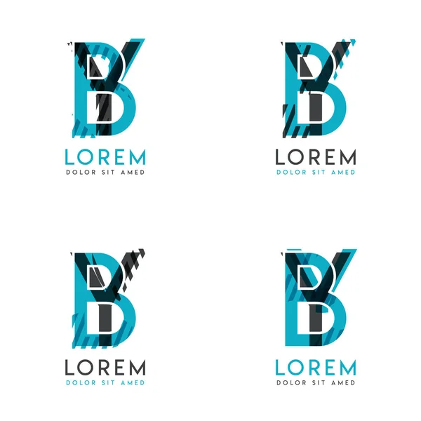 Logo Conjunto Diseño Gráfico Moderno Abstracto Azul Gris Con Barras — Vector de stock