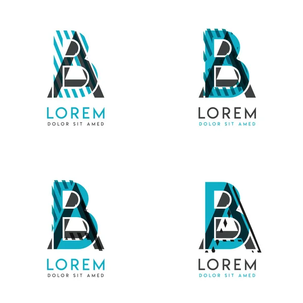 Logotipo Conjunto Diseño Gráfico Moderno Abstracto Azul Gris Con Barras — Vector de stock