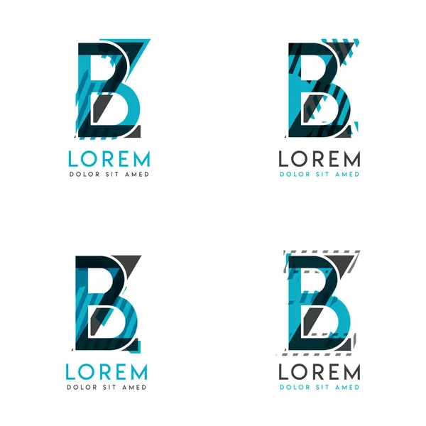 Logo Set Van Abstract Modern Grafisch Design Blauw Grijs Met — Stockvector