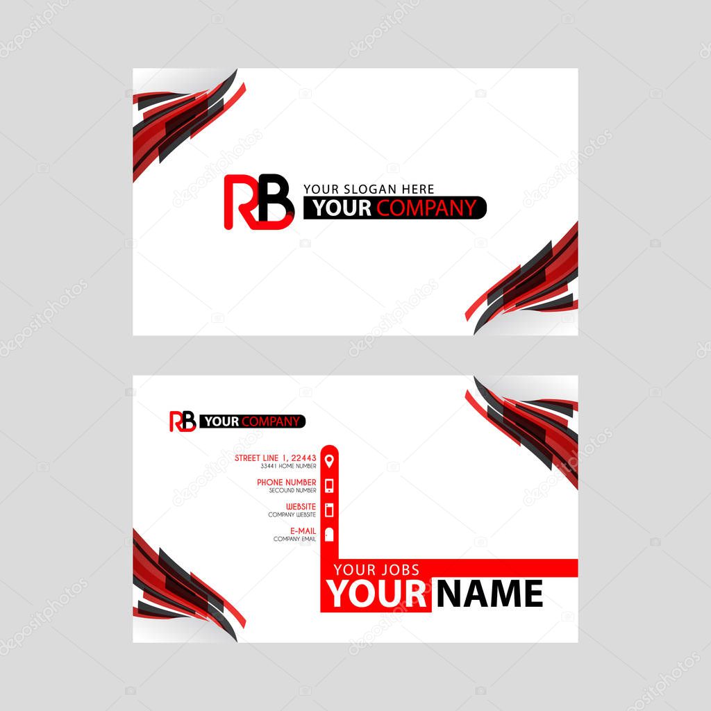 Logo RB design with a black and red business card with horizontal and modern design. BR Logo design