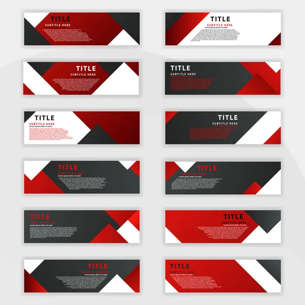 Tercero Conjunto Banners Rojos Con Diseños Diseñados Para Las Necesidades — Vector de stock