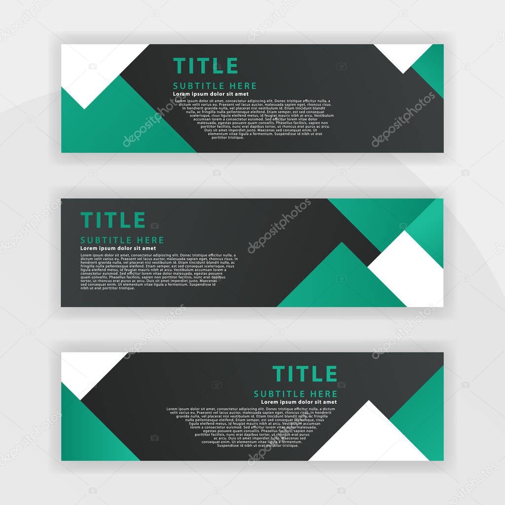 ninth Banner set is color dark green, suitable for professional companies. Designed to be online like banner websites, advertisements and can be printed onto cards, flyers, brochures and others
