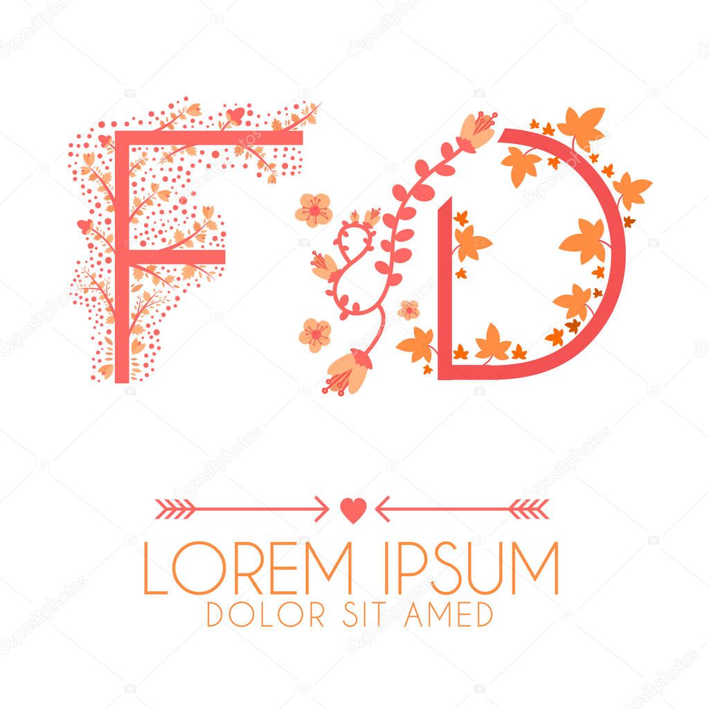 Letter F and D Logo, Letter F and D Wedding invitation Logo