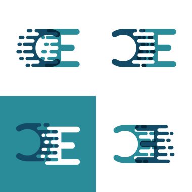 Açık yeşil ve koyu mavi renkli aksan hızında Ce harfleri.