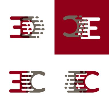 Kırmızı ve gri renklerde aksan hızı olan Ec harfleri logo