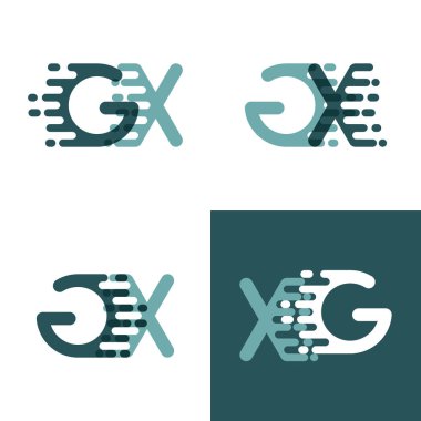 GX harfleri logo ve aksan hızı gri ve koyu yeşil