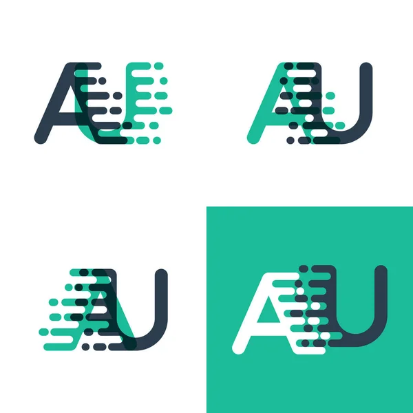 Logotipo Letras Con Velocidad Acento Verde Tosca Azul Oscuro — Vector de stock