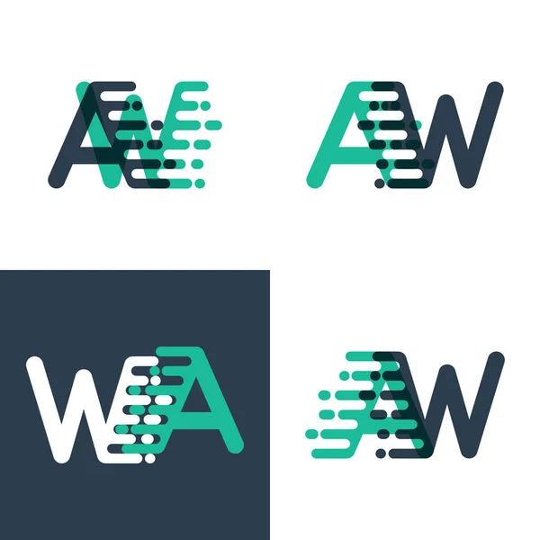 Logotipo Letras Con Velocidad Acento Verde Tosca Azul Oscuro — Vector de stock