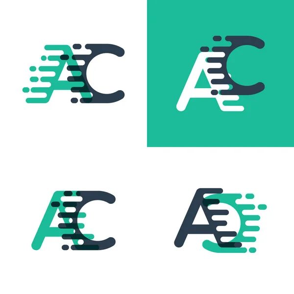 Logo Letras Con Acento Velocidad Verde Tosca Azul Oscuro — Vector de stock