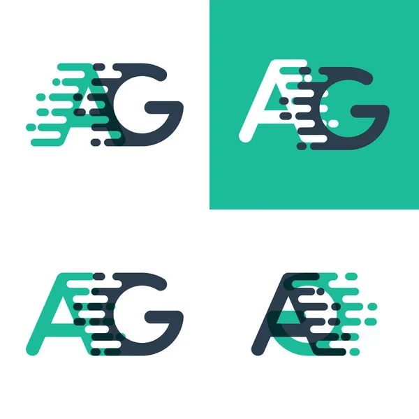 Letters Logo Met Accent Snelheid Tosca Groen Donkerblauw — Stockvector