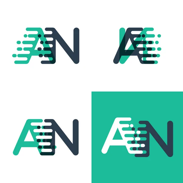 Logotipo Letras Con Velocidad Acento Verde Tosca Azul Oscuro — Vector de stock