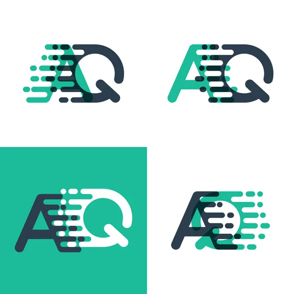 Logotipo Letras Con Velocidad Acento Verde Tosca Azul Oscuro — Vector de stock