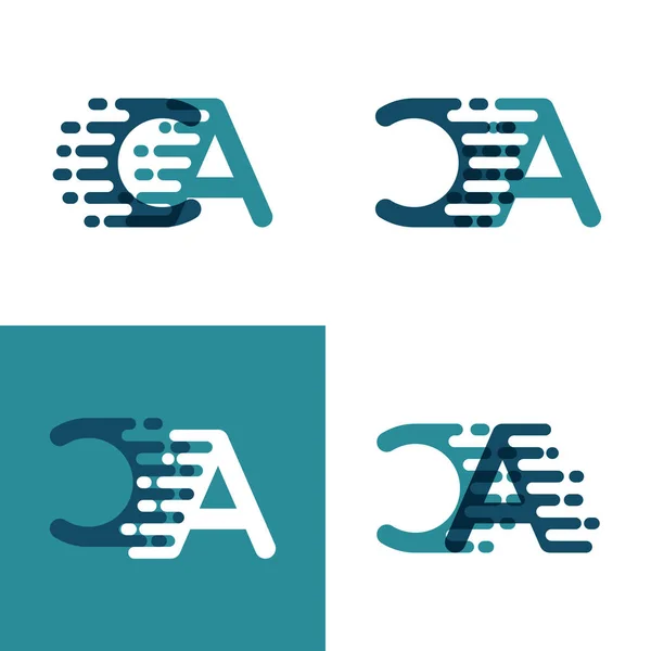 Logo Letras Con Velocidad Acento Verde Claro Azul Oscuro — Vector de stock