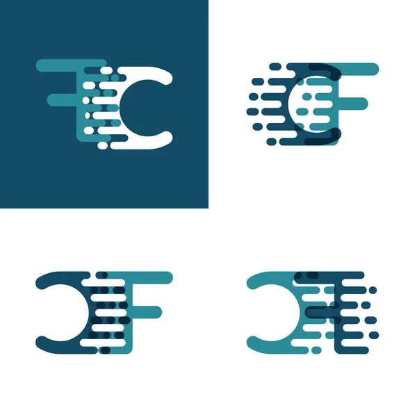 Logotipo Letras Con Velocidad Acento Verde Claro Azul Oscuro — Vector de stock