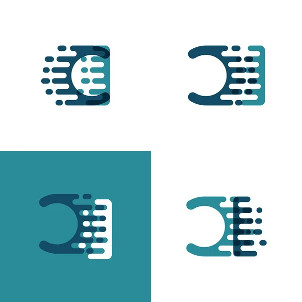 Logo Letras Con Velocidad Acento Verde Claro Azul Oscuro — Vector de stock