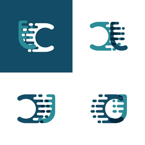 Logo Letras Con Velocidad Acento Verde Claro Azul Oscuro — Vector de stock