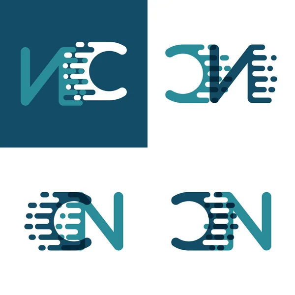 Logotipo Letras Con Velocidad Acento Verde Claro Azul Oscuro — Vector de stock