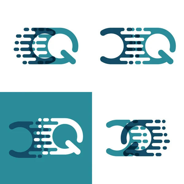 Logotipo Letras Con Velocidad Acento Verde Claro Azul Oscuro — Vector de stock