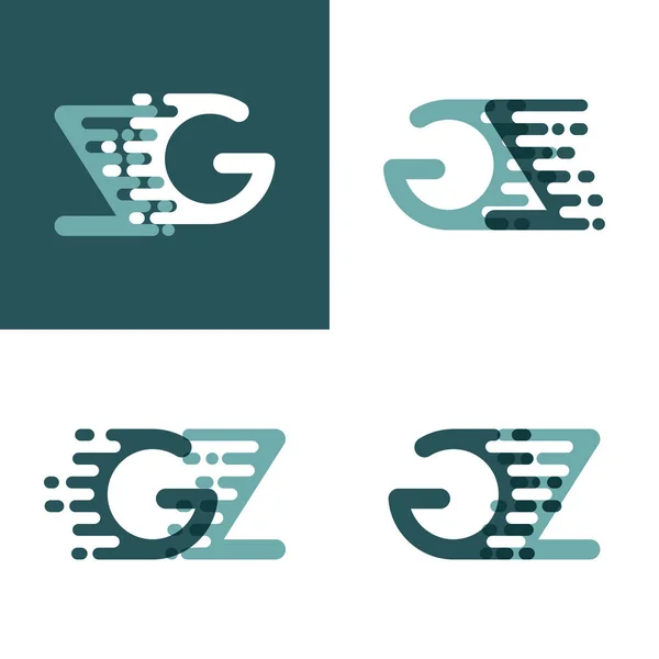 グレーとダークグリーンのアクセントスピードでGzの文字のロゴ — ストックベクタ