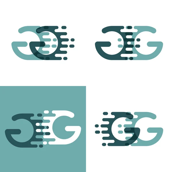 重音速度为灰绿色和深绿色的Gg字母标识 — 图库矢量图片