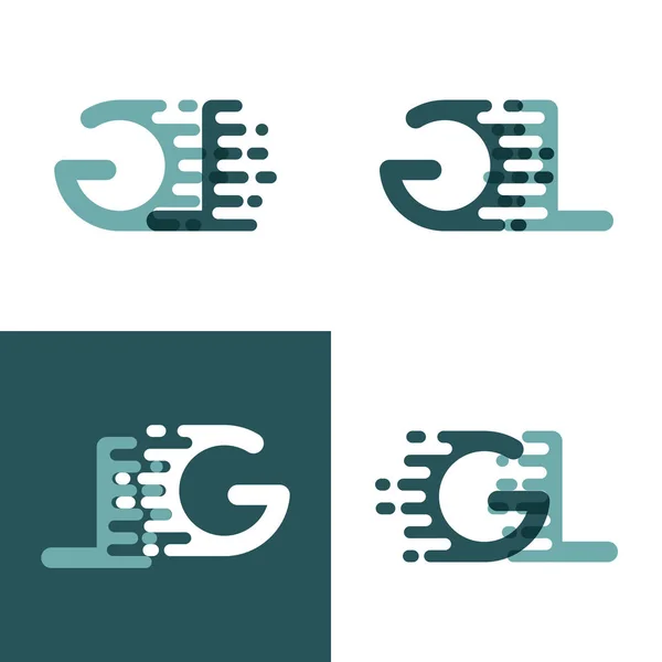 Logotipo Letras Con Velocidad Acento Gris Verde Oscuro — Vector de stock