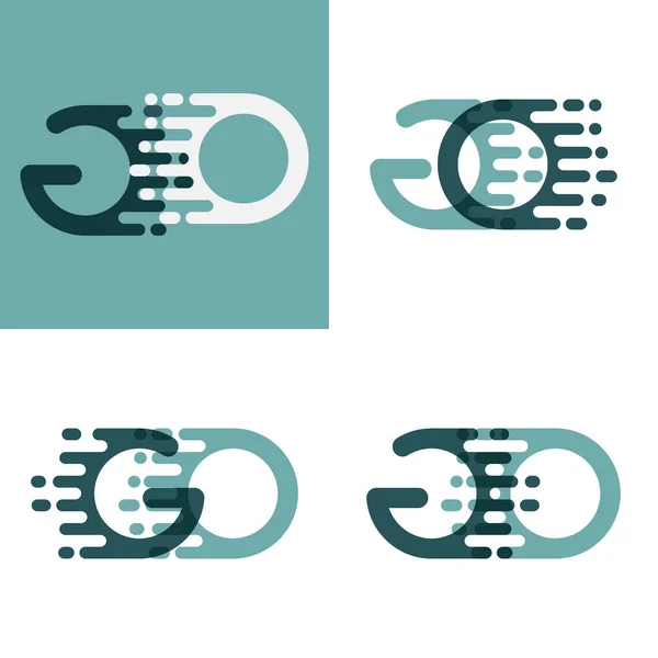 Logo Letters Con Acento Velocidad Gris Verde Oscuro — Vector de stock