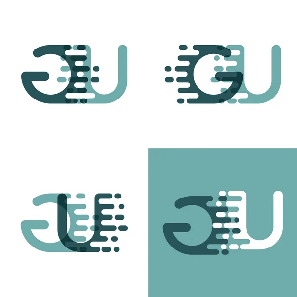 Logo Letras Con Velocidad Acento Gris Verde Oscuro — Vector de stock