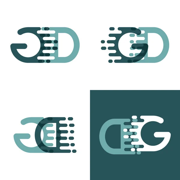 Logo Letras Con Velocidad Acento Gris Verde Oscuro — Vector de stock