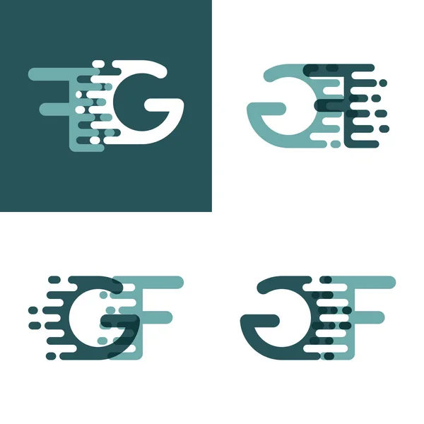 带有口音速度的Gf字母标识 灰色和深绿色 — 图库矢量图片