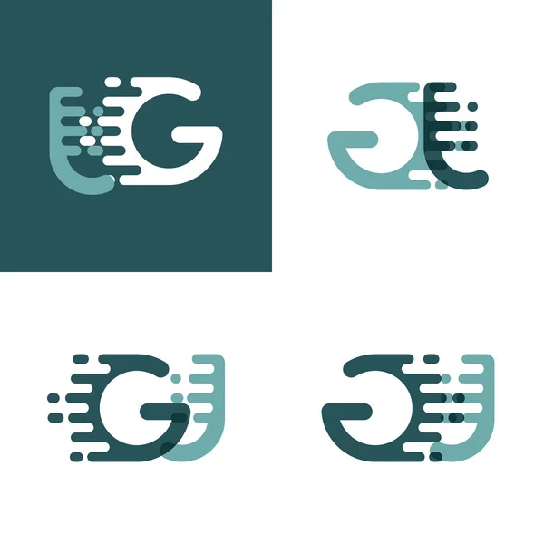 Logo Letras Con Velocidad Acento Gris Verde Oscuro — Vector de stock