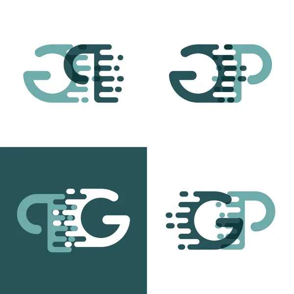 配音速度为灰绿色和深绿色的Gp字母标识 — 图库矢量图片