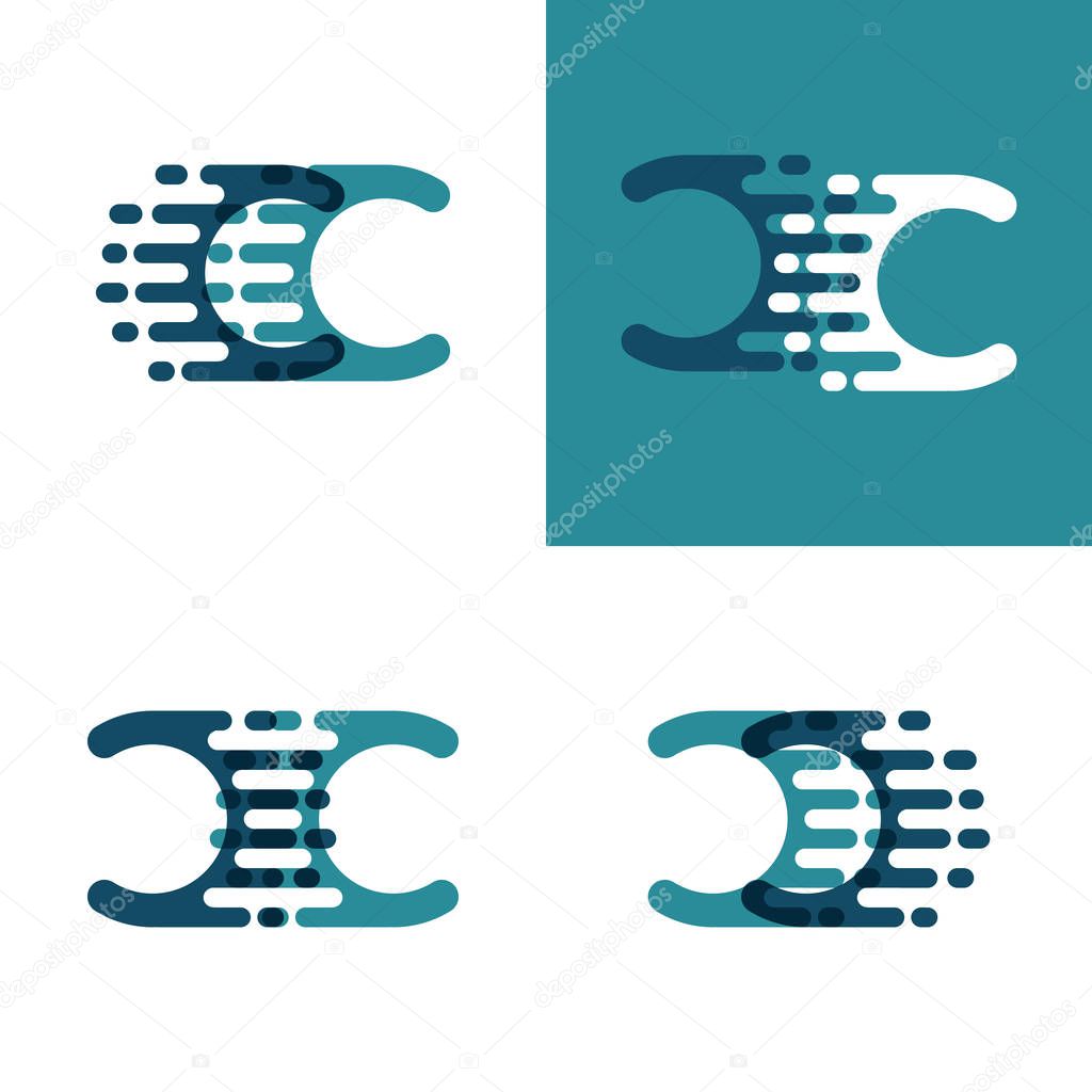 CC letters logo with accent speed in light green and dark blue