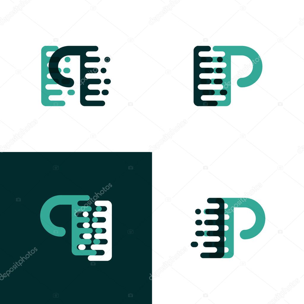 IP letters logo with accent speed in light green and dark green