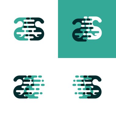 S harfi logosu aksan hızında açık yeşil ve koyu yeşil