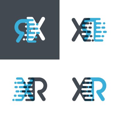 Xr harfli logo aksan hızında yumuşak mavi ve yumuşak gri