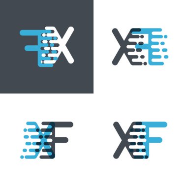 Xf harfleri logo vurgu hızı yumuşak mavi ve yumuşak gri