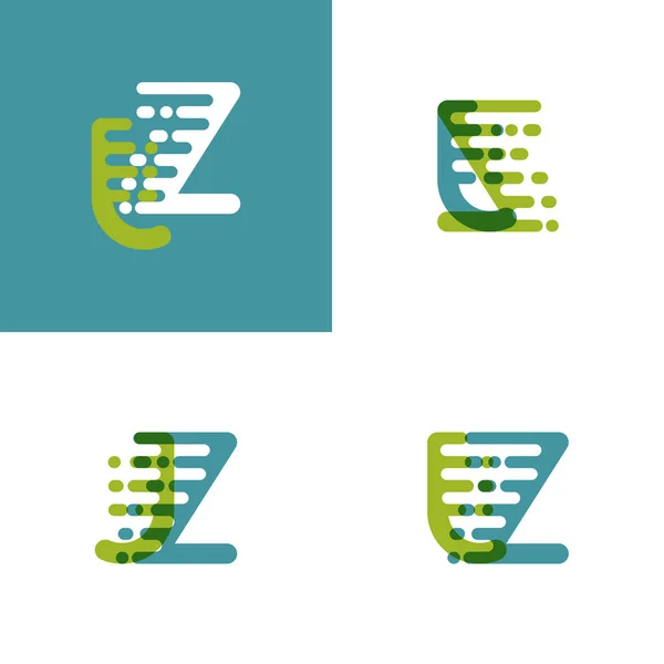 Logotipo Letras Con Velocidad Acento Verde Claro Azul Claro — Vector de stock