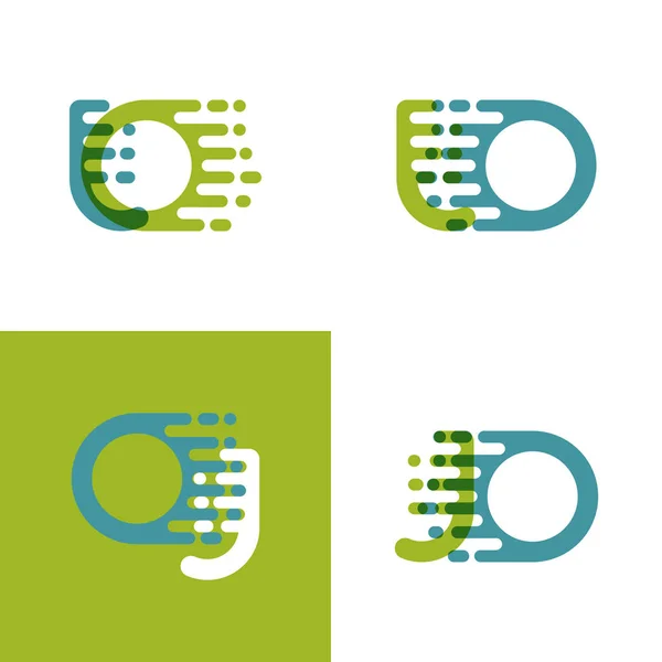Logotipo Letras Con Velocidad Acento Verde Claro Azul Claro — Vector de stock