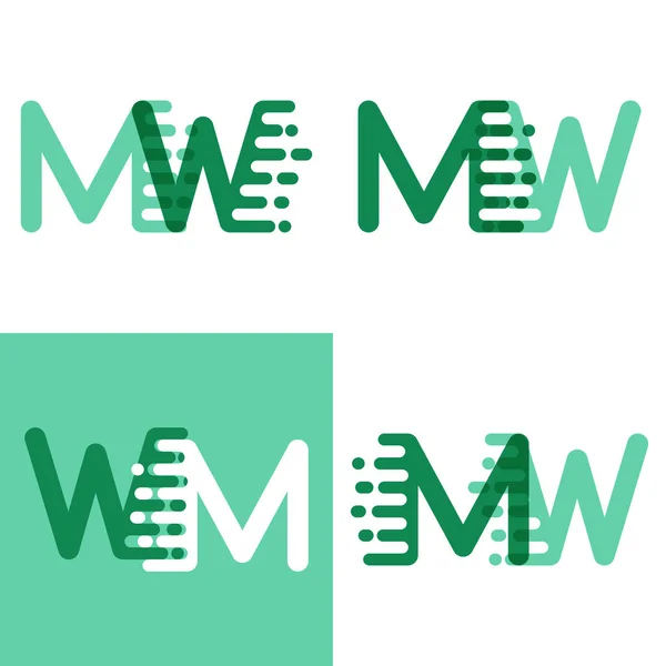 重音速度为浅绿色和深绿色的Mw字母标识 — 图库矢量图片