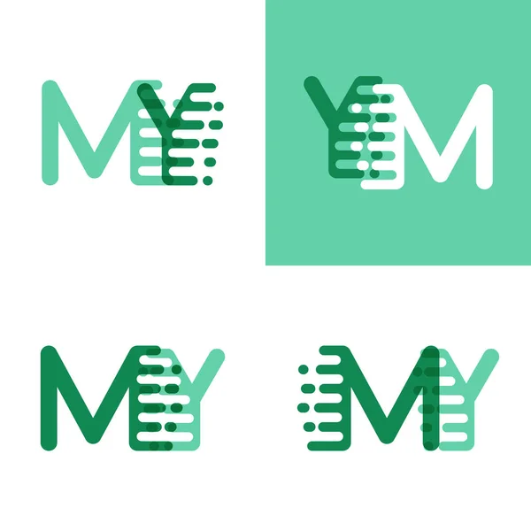 Logo Mis Letras Con Acento Velocidad Verde Claro Verde Oscuro — Vector de stock