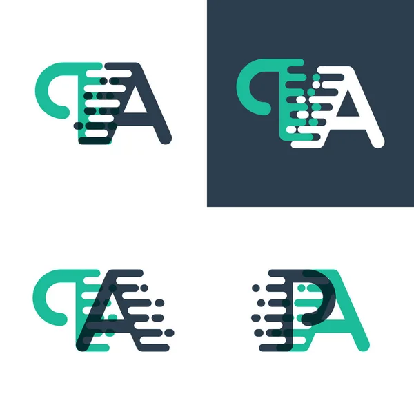 Logo Letras Con Acento Velocidad Verde Azul Oscuro — Vector de stock