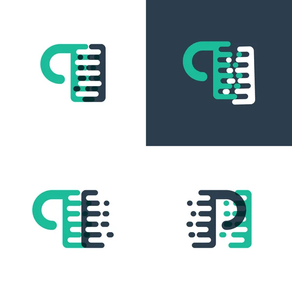 Logo Letras Con Velocidad Acento Verde Azul Oscuro — Vector de stock