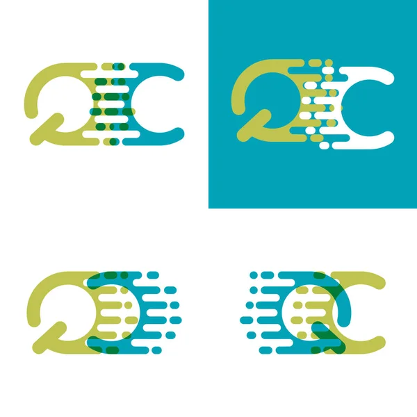 Λογότυπο Γραμμάτων Έμφαση Στην Ταχύτητα Μπλε Και Ανοιχτό Πράσινο — Διανυσματικό Αρχείο