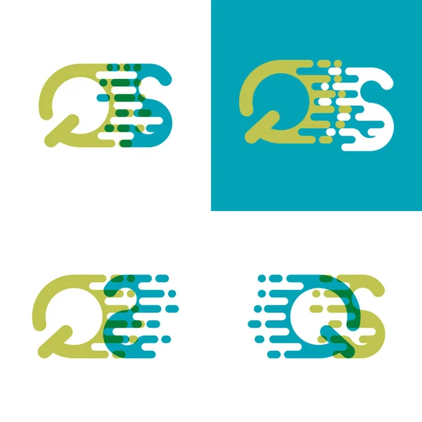 Logotipo Letras Con Velocidad Acento Azul Verde Claro — Vector de stock