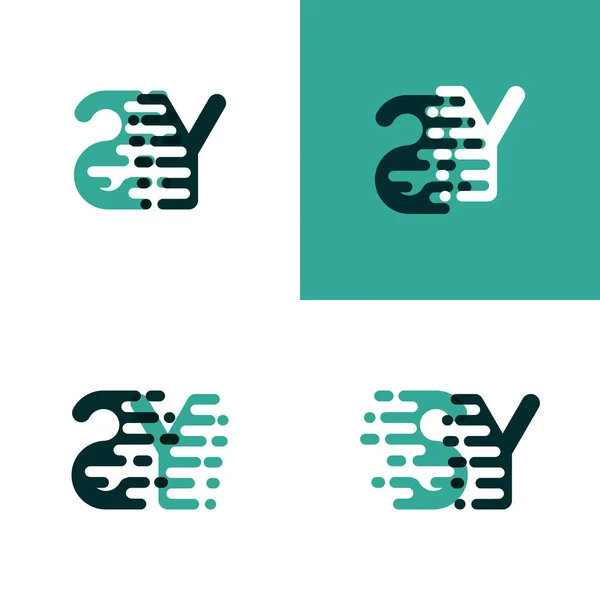 Logotipo Letras Con Velocidad Acento Verde Claro Verde Oscuro — Vector de stock