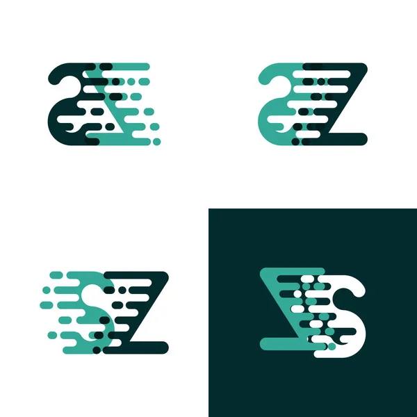 Logotipo Letras Con Velocidad Acento Verde Claro Verde Oscuro — Vector de stock